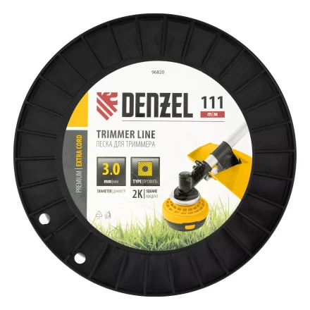 Леска для триммера двухкомпонентная квадрат, 3,0мм х 111м, на DIN катушке EXTRA CORD// Denzel 96820 купить в Тобольске