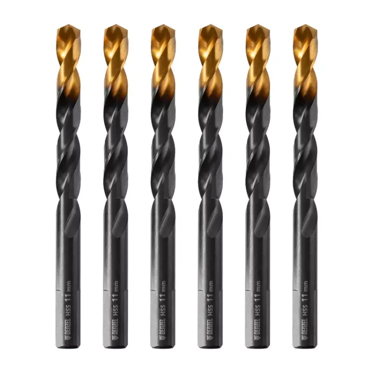 Сверло по металлу, 11 мм, HSS-Tin, Golden Tip, 6 шт. Denzel 717223 купить в Тобольске