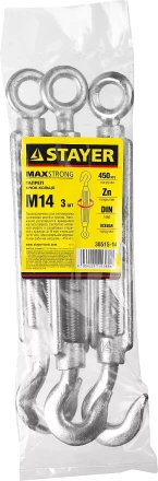 Талреп DIN 1480, крюк-кольцо, оцинкованный, М14, 3 шт, STAYER Master 30515-14 30515-14 купить в Тобольске