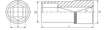 Головка торцевая глубокая 1/2&quot;DR 15 мм S04HD4115 Jonnesway 47238 купить в Тобольске