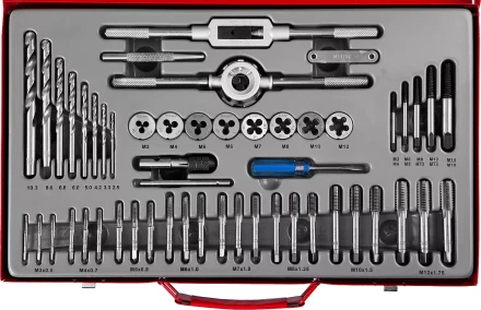 Набор метчиков и плашек ЗУБР &quot;МАСТЕР&quot;, сталь 9ХС, 52 предмета 28130-H52_z01 купить в Тобольске