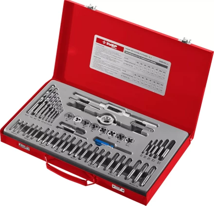 Набор метчиков и плашек ЗУБР &quot;МАСТЕР&quot;, сталь 9ХС, 52 предмета 28130-H52_z01 купить в Тобольске