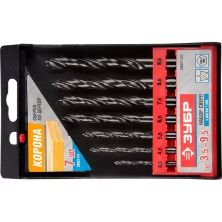 ЗУБР. Набор сверл по дереву, 7шт, 3,5-4,5-5,5-6,5-7,5-8,5-9,5 мм 29421-H7 купить в Тобольске