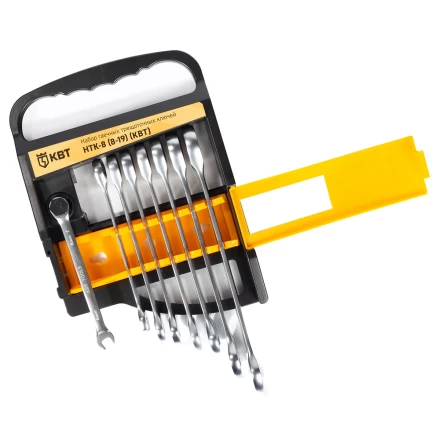 Набор гаечных комбинированных трещоточных ключей КВТ НТК-8 (8–19 мм), 8 шт. (91949) купить в Тобольске