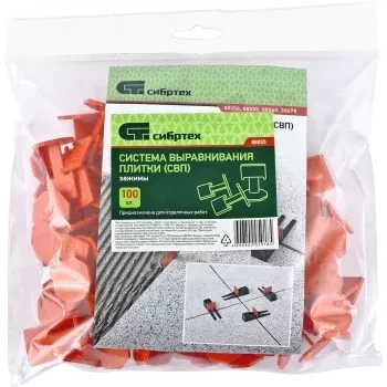 Система выравнивания плитки СВП - зажим 100 штук (пакет ПЭНД) СИБРТЕХ 88055 купить в Тобольске