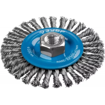 ЗУБР &quot;ПРОФЕССИОНАЛ&quot;. Щетка дисковая для УШМ, плетеные пучки стальной проволоки 0,5мм, 100ммхМ14 35192-100_z02 купить в Тобольске