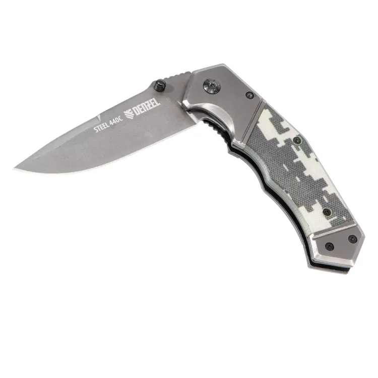 Нож складной Denzel 79209, многоцелевой, системы Liner-Lock, с накладкой G10 на эргономичной рукоятке купить в Тобольске