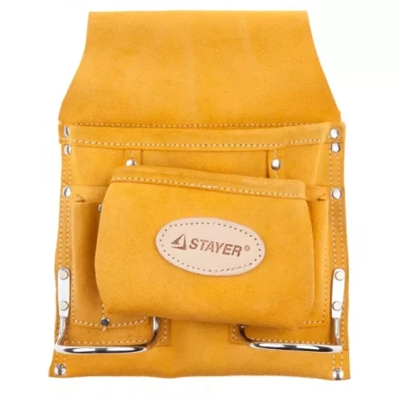 Сумка поясная STAYER PROFESSIONAL для инструментов, кожаная, 8 карманов, 2 скобы 38515 купить в Тобольске