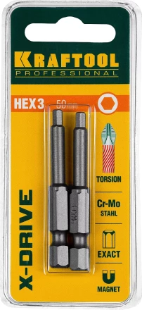 Биты KRAFTOOL X-Drive HEX Оберон 26127-3-50-2 купить в Тобольске