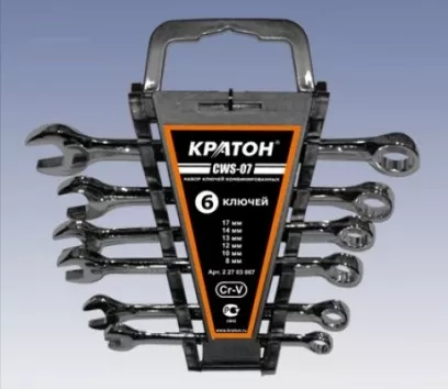 Набор ключей комбинированных Кратон CWS-07 6 пр. 2 27 03 007 купить в Тобольске