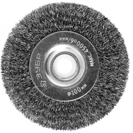 ЗУБР &quot;ПРОФЕССИОНАЛ&quot;. Щетка дисковая для точильно-шлифовального станка, витая стальная проволока 0,3мм, 100х12,7мм 35185-100_z02 купить в Тобольске