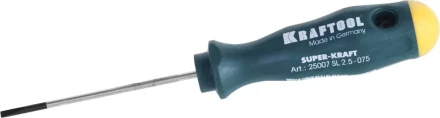 Отвертка KRAFTOOL, Cr-Mo-V закалённый стержень, двухкомпонентная противоскользящ рукоятка, SL 2,5x0,4x75мм 25007-2.5-075 купить в Тобольске