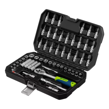 Набор инструментов Сибртех 13399, 1/4&quot;, пластиковый кейс 56 предметов купить в Тобольске