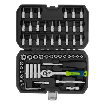 Набор инструментов Сибртех 13399, 1/4&quot;, пластиковый кейс 56 предметов купить в Тобольске