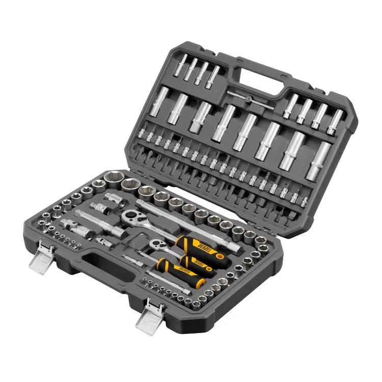 Набор инструментов Denzel 15814, 1/2", 1/4", CrV, S2, пластиковый кейс, 109 предметов купить в Тобольске