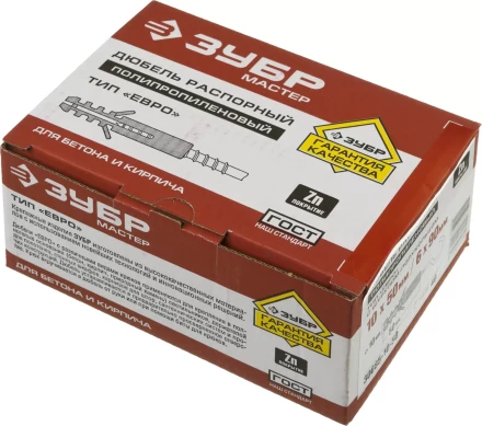 Дюбель ЗУБР &quot;МАСТЕР&quot; распорный полипропиленовый, тип &quot;ЕВРО&quot;, в комплекте с шурупом-полукольцом, 10 х 50 /  6 х 90 мм, 40 шт 30685-10-50 купить в Тобольске