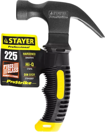Молоток-гвоздодер &quot;COMPACT&quot; укороченный с фиберглассовой рукояткой, 225г, STAYER Professional 2026-225 купить в Тобольске