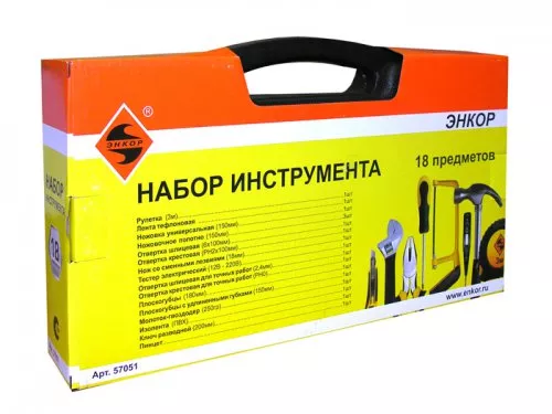 Набор инструмента 18 предметов пластиковый кейс 57051 купить в Тобольске