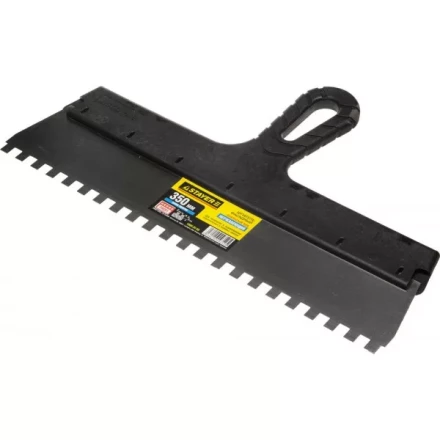 Шпатель STAYER &quot;PROFESSIONAL&quot; нержавеющий зубчатый с пластмассовой ручкой, 350мм, зуб 8х8мм 1009-35-08 купить в Тобольске
