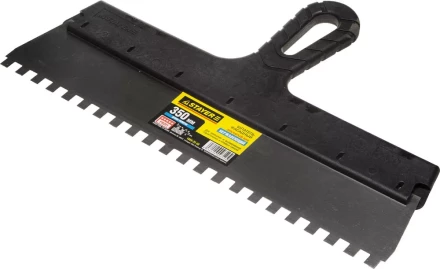 Шпатель STAYER &quot;PROFESSIONAL&quot; нержавеющий зубчатый с пластмассовой ручкой, 350мм, зуб 8х8мм 1009-35-08 купить в Тобольске