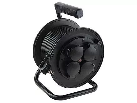 Удлинитель силовой на кабельной катушке, 3*1,5мм*25м, 4 розетки с крышкой, 16A, IP44, STERN 95707 купить в Тобольске