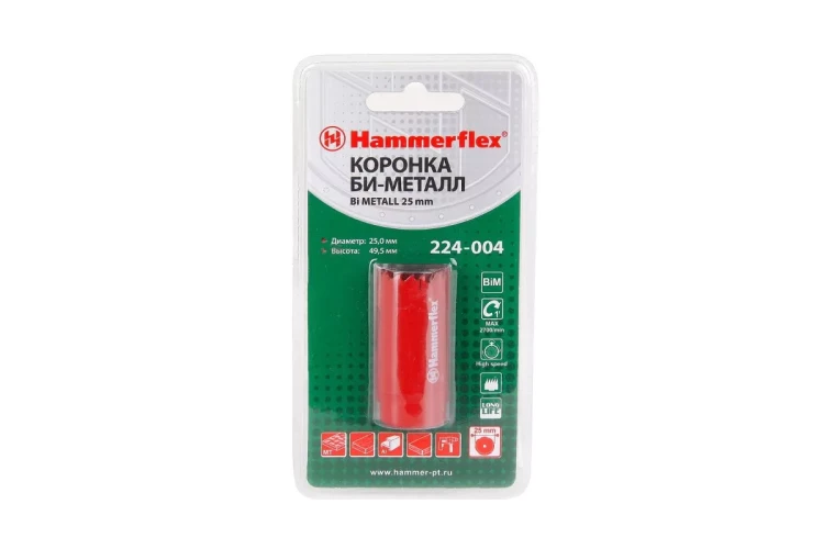 Коронка биметаллическая HAMMER Ф25х38мм 5/8" BiMETALL (224-004) купить в Тобольске