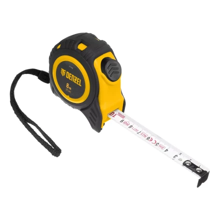 Рулетка Denzel 8м х 25мм, обрезиненный корпус, автоматическая фиксация 31553 купить в Тобольске