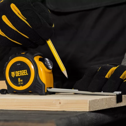 Рулетка Denzel 8м х 25мм, обрезиненный корпус, автоматическая фиксация 31553 купить в Тобольске