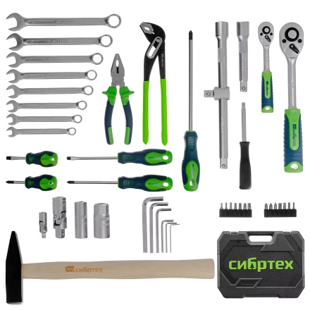 Набор инструментов Сибртех 13394, 1/2&quot;, 1/4&quot;, пластиковый кейс 76 предметов купить в Тобольске