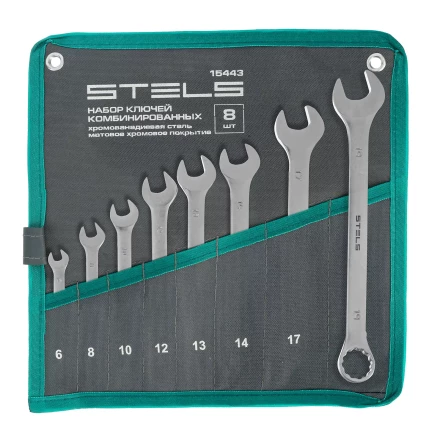 Набор ключей комбинированных Stels 6-19 мм, 8 шт., CrV, матовый хром 15443 купить в Тобольске