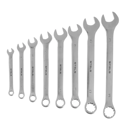Набор ключей комбинированных Stels 6-19 мм, 8 шт., CrV, матовый хром 15443 купить в Тобольске