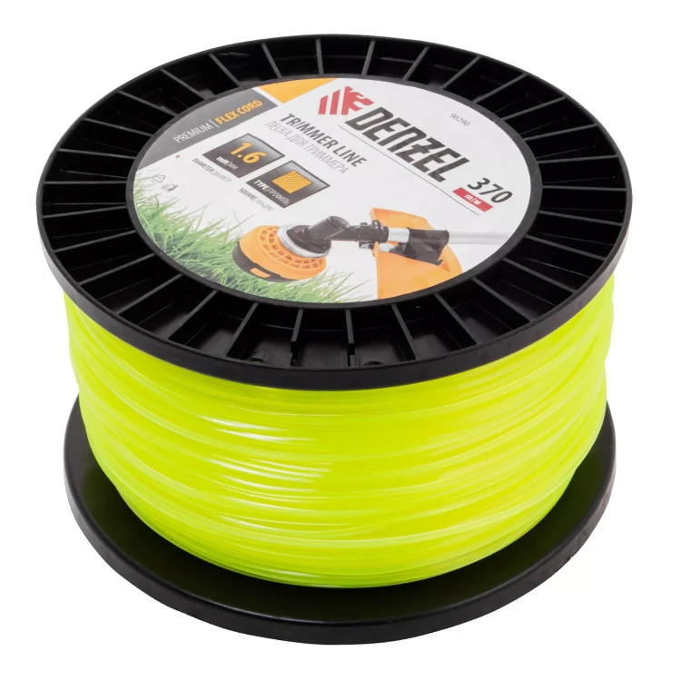 Леска для триммера квадрат 1,6мм х 370м, на DIN катушке FLEX CORD// Denzel 96290 купить в Тобольске