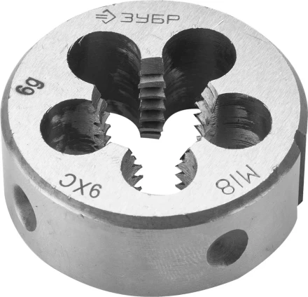 Плашка ЗУБР &quot;МАСТЕР&quot; круглая ручная для нарезания метрической резьбы, мелкий шаг, М18 x 2,0 4-28022-18-2.0 купить в Тобольске