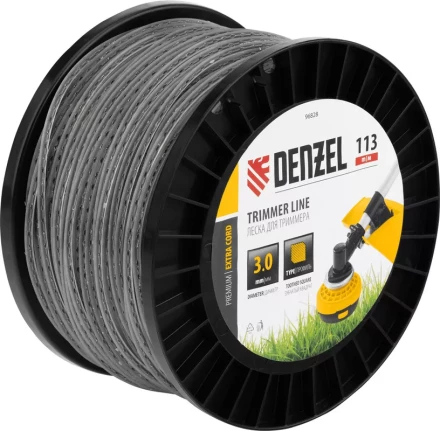 Леска для триммера двухкомпонентная зубчатый квадрат, 3,0мм х 113м, на DIN кат. EXTRA CORD// Denzel 96828 купить в Тобольске