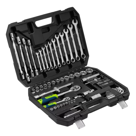 Набор инструментов Сибртех 13396 , 1/2&quot;, 1/4&quot;, пластиковый кейс 89 предметов купить в Тобольске