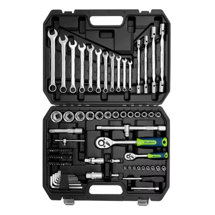 Набор инструментов Сибртех 13396 , 1/2&quot;, 1/4&quot;, пластиковый кейс 89 предметов купить в Тобольске