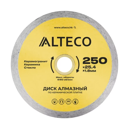 Диск алмазный по керамической плитке ALTECO 250x25.4x1.8 мм 66528 купить в Тобольске