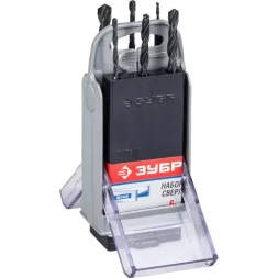 Набор ЗУБР "ТЕХНИК": Свёрла по металлу парооксидированных, быстрорежущая сталь, 2, 3, 4, 5, 6, 8мм, 6шт в супер боксе 4-29605-H6-SB