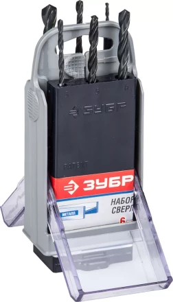 Набор ЗУБР &quot;ТЕХНИК&quot;: Свёрла по металлу парооксидированных, быстрорежущая сталь, 2, 3, 4, 5, 6, 8мм, 6шт в супер боксе 4-29605-H6-SB купить в Тобольске