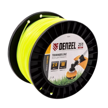 Леска для триммера квадрат, 2,0мм х 251м, на DIN катушке FLEX CORD// Denzel 96291 купить в Тобольске