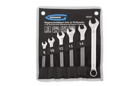 Набор ключей комбинированных 8-17 мм 6 шт CrV холодный штамп GROSS 15147 купить в Тобольске