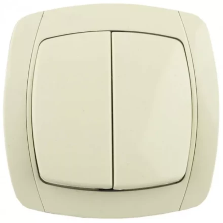 Выключатель СВЕТОЗАР &quot;CITY LIGHT&quot; двухклавишный в сборе, бежевый, 10А/~250В SV-54234-B купить в Тобольске