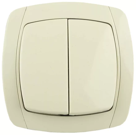 Выключатель СВЕТОЗАР &quot;CITY LIGHT&quot; двухклавишный в сборе, бежевый, 10А/~250В SV-54234-B купить в Тобольске