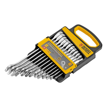 Набор ключей комбинированных трещоточных 6-19 мм, 12 шт., CrV, матовый хром// Denzel 14722 купить в Тобольске