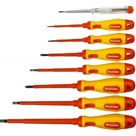 Набор высоковольтных отверток &quot;Х-Drive ELECTRO&quot;, SL: 2,5, 4; 5,5; 6,5, PH: № 0, 1, 2, пробник, до 1000В, KRAFTOOL 250088-H8 купить в Тобольске