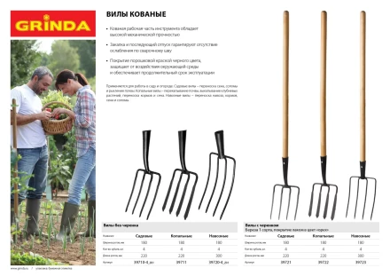 Вилы GRINDA кованые, садовые, без черенка, 180х220мм 39710-4_z01 купить в Тобольске