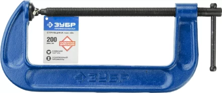 Струбцина  ЗУБР &quot;ПРОФЕССИОНАЛ&quot; тип &quot;G&quot;, корпус - ковкий чугун. 200мм 32245-200_z01 купить в Тобольске