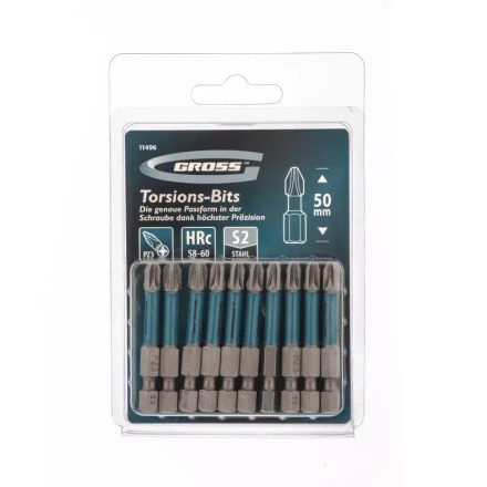 Набор бит торсионных PZ3x50 мм для ударных шуруповертов 10 шт. Gross 11496 купить в Тобольске