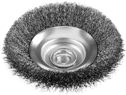 ЗУБР &quot;ПРОФЕССИОНАЛ&quot;. Щетка коническая для УШМ, витая стальная проволока 0,3мм, 125ммхМ14 35265-125_z02 купить в Тобольске