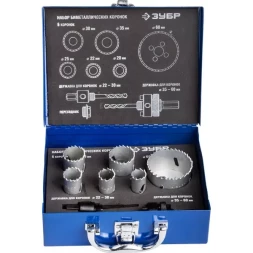 Набор ЗУБР "ЭКСПЕРТ": Коронки биметаллические, глубина сверления до 38мм, d 20,22,25,30,35,60мм 29531-H6-1